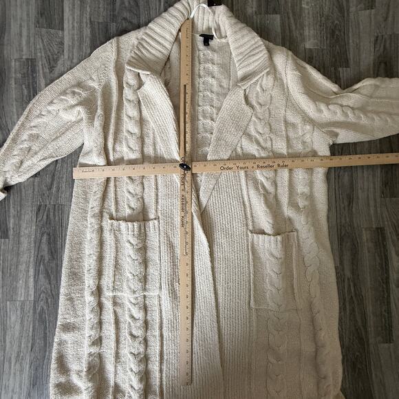 Torrid Oatmeal Cable Knit Open Front “Coatigan” Plus Size 3X NWT Shawl Collar - Picture 5 of 5